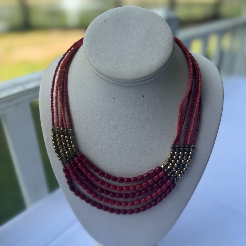 Elegant Red Beaded Necklace